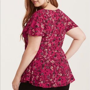 torrid Tops - TORRID FLORAL PRINT GEORGETTE FLUTTER SLEEVE torrid Tops - TORRID FLORAL PRINT GEORGETTE FLUTTER SLEEVE